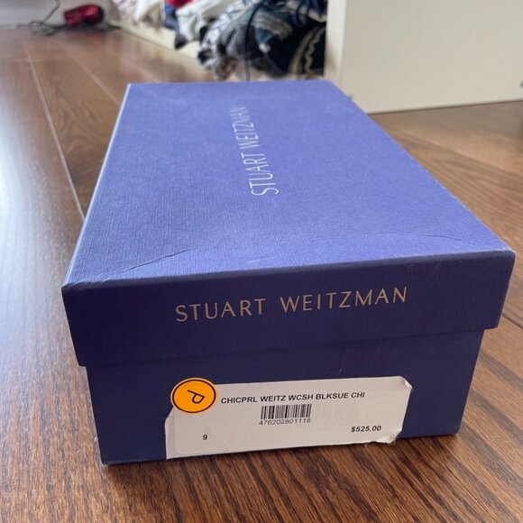 NIB Stuart Weitzman Black Suede Corbata Wrap Fringe Ankle Tie Sandals Flats - Picture 5 of 5